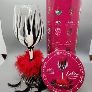 Lolita - Wine Glass - Wild Child - Hand Painted - 15oz - New in Box
